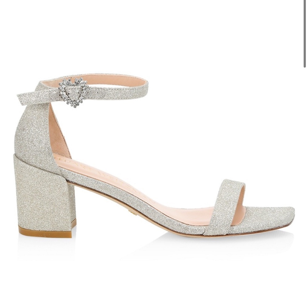 NWT Stuart Weitzman Glitter Heart Sandals - 8